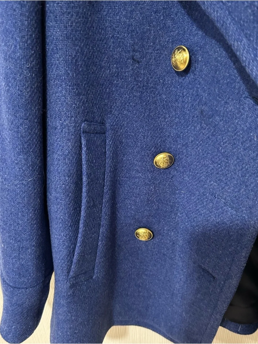 J.Crew women’s double breasted cobalt blue wool peacoat in size 14 nello gori - Picture 6 of 12
